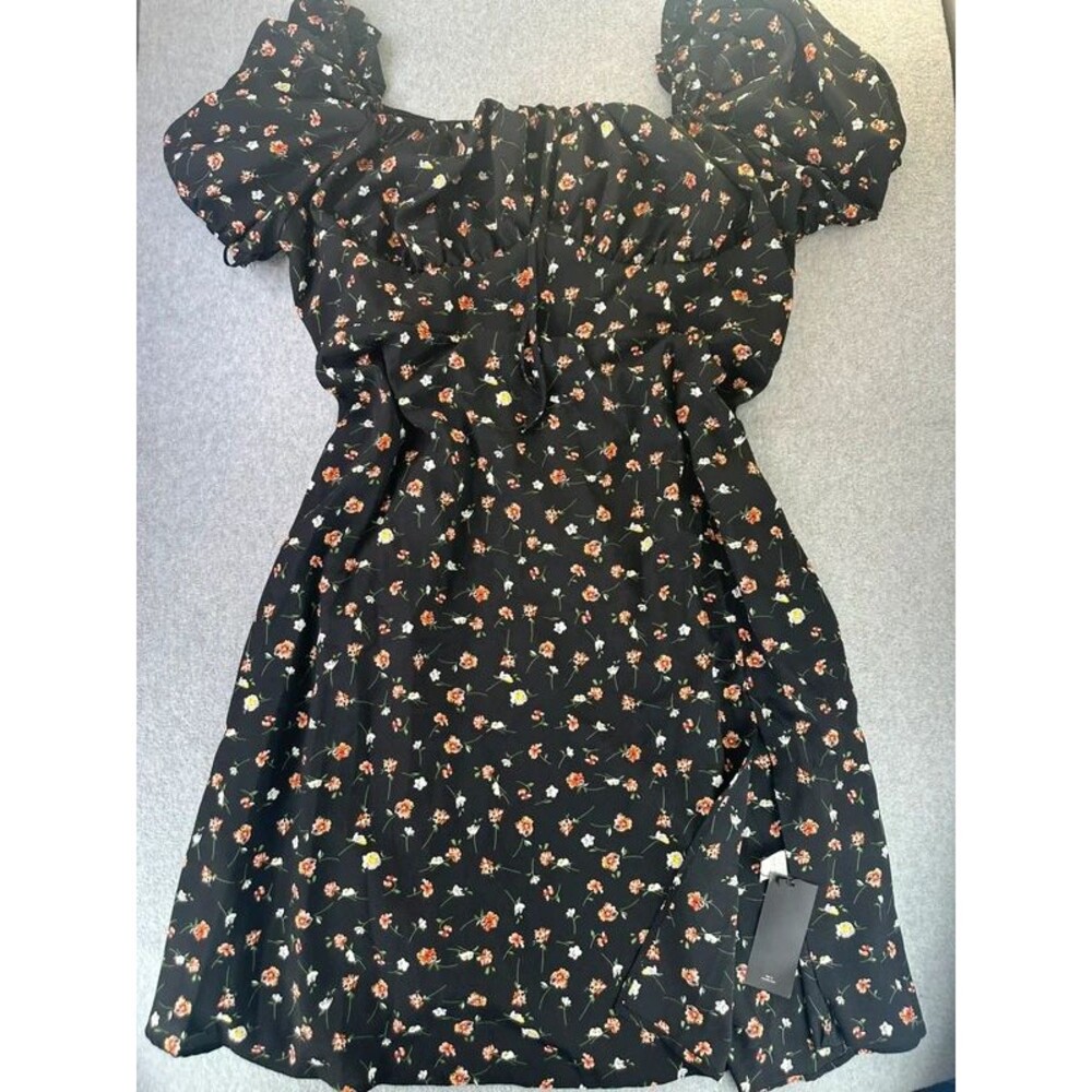 Plus Sz 24/26 Floral Puff Sleeve Midi Dress Smocked Back A-Line Milkmaid Corset